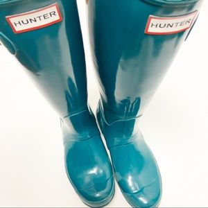 Hunter Gloss Teal US 6M/7F Rain Boots